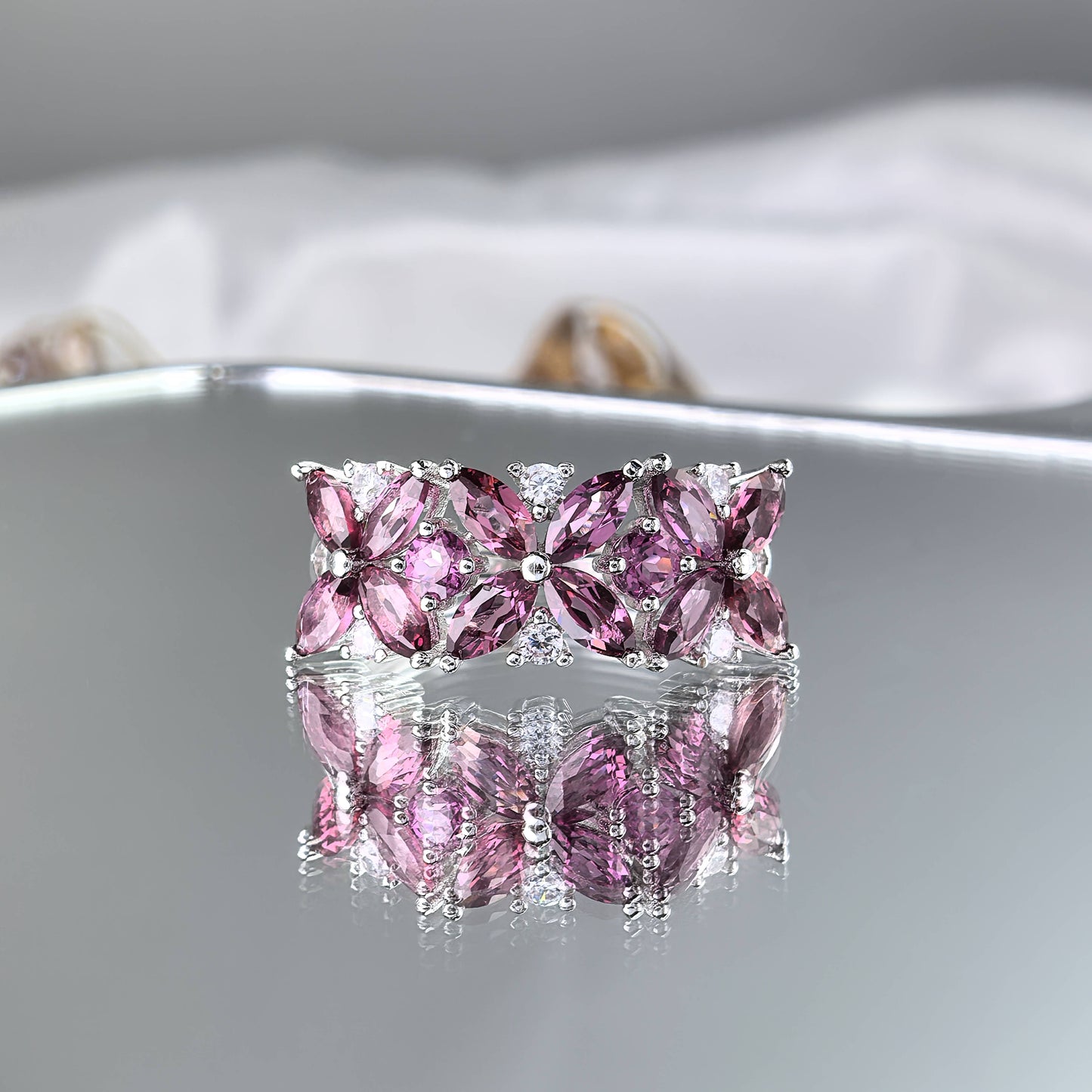 Original 925 Silver Jewelry Rhodium Plated Oval Cut Natural Moonstone Ring