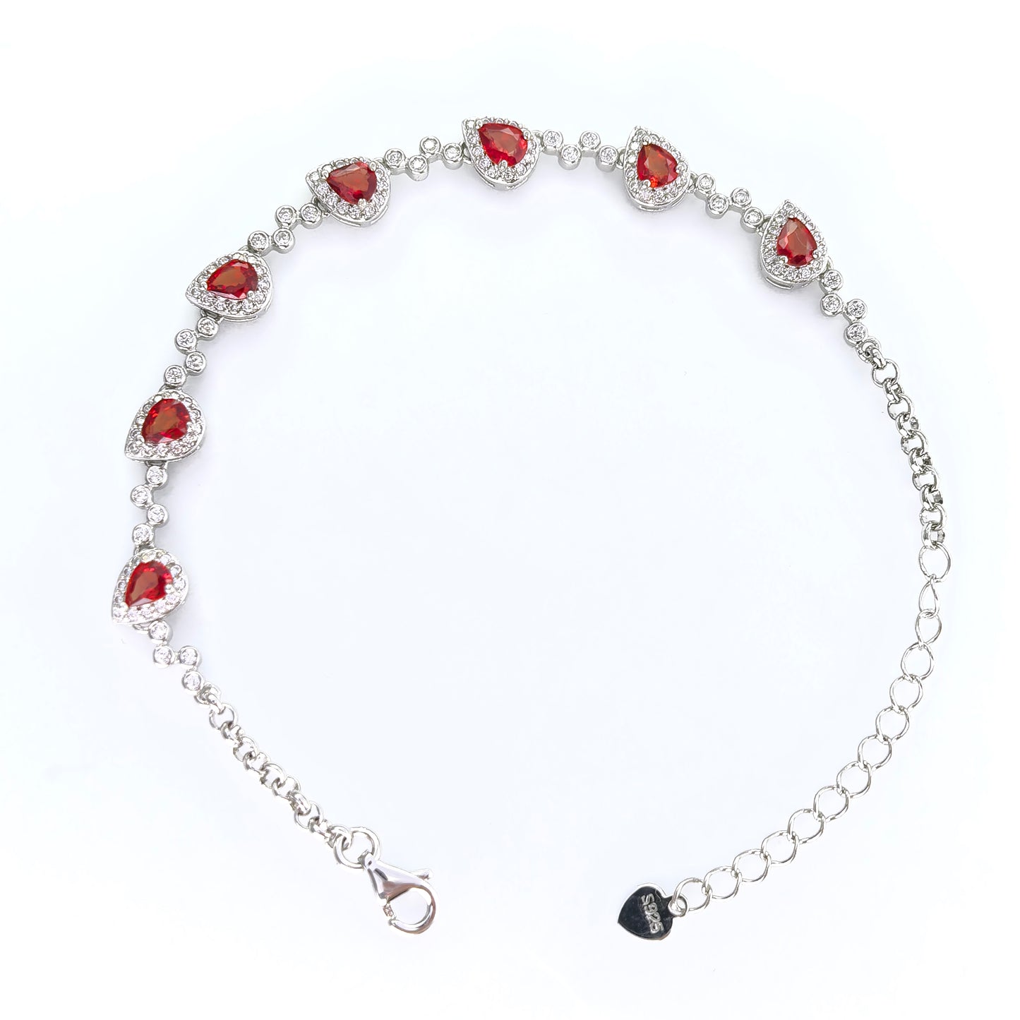 Gorgeous Rhodium Plated 925 Sterling Silver Natural Ruby Bracelet