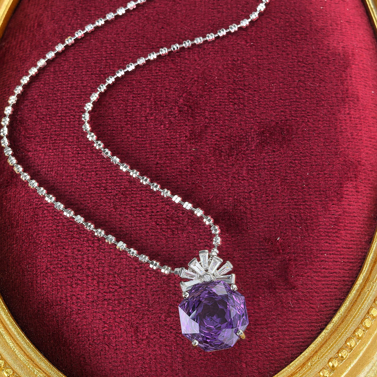 Elegant 925 Sterling Silver Pendant Rhodium Plated with Natural Amethyst/Citrine Pendants
