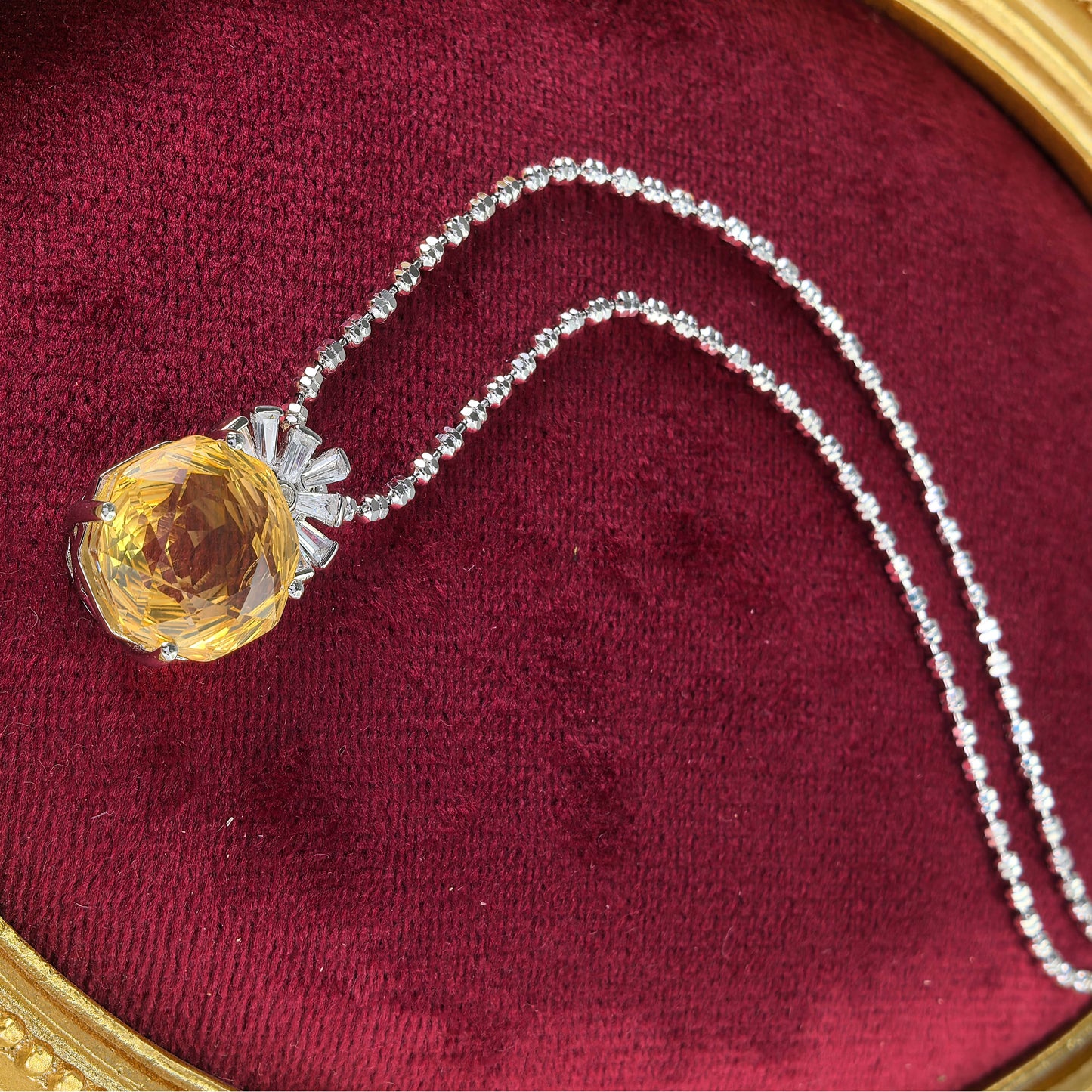 Elegant 925 Sterling Silver Pendant Rhodium Plated with Natural Amethyst/Citrine Pendants
