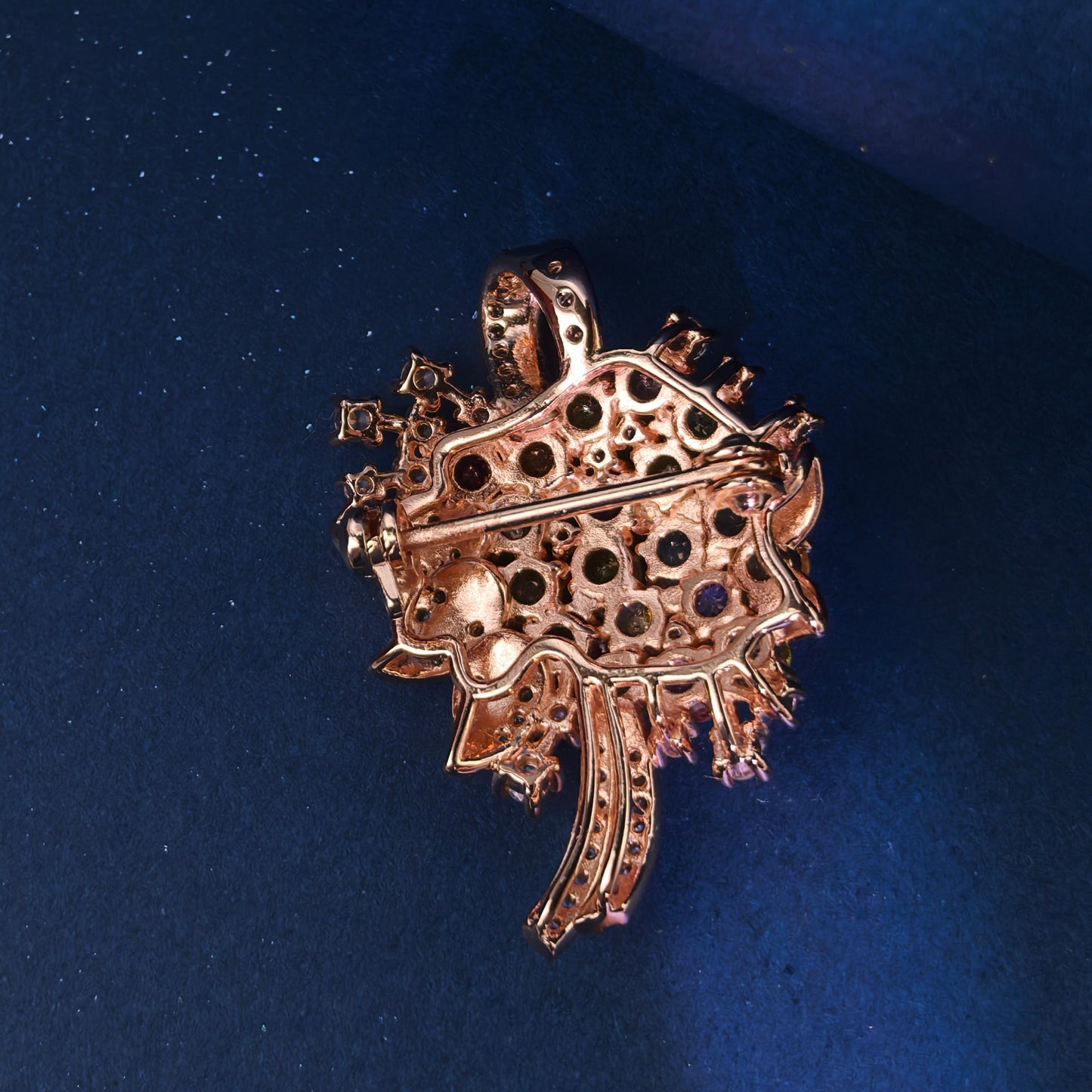 Dazzling Rose Gold Plated 925 Silver Fine Jewelry Natural Tourmaline Brooch