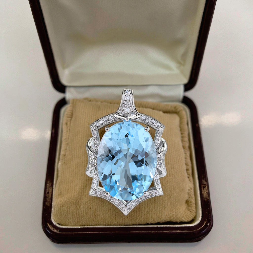 Noble Rhodium Plated 925 Sterling Silver Natural Sky Blue Topaz Pendant