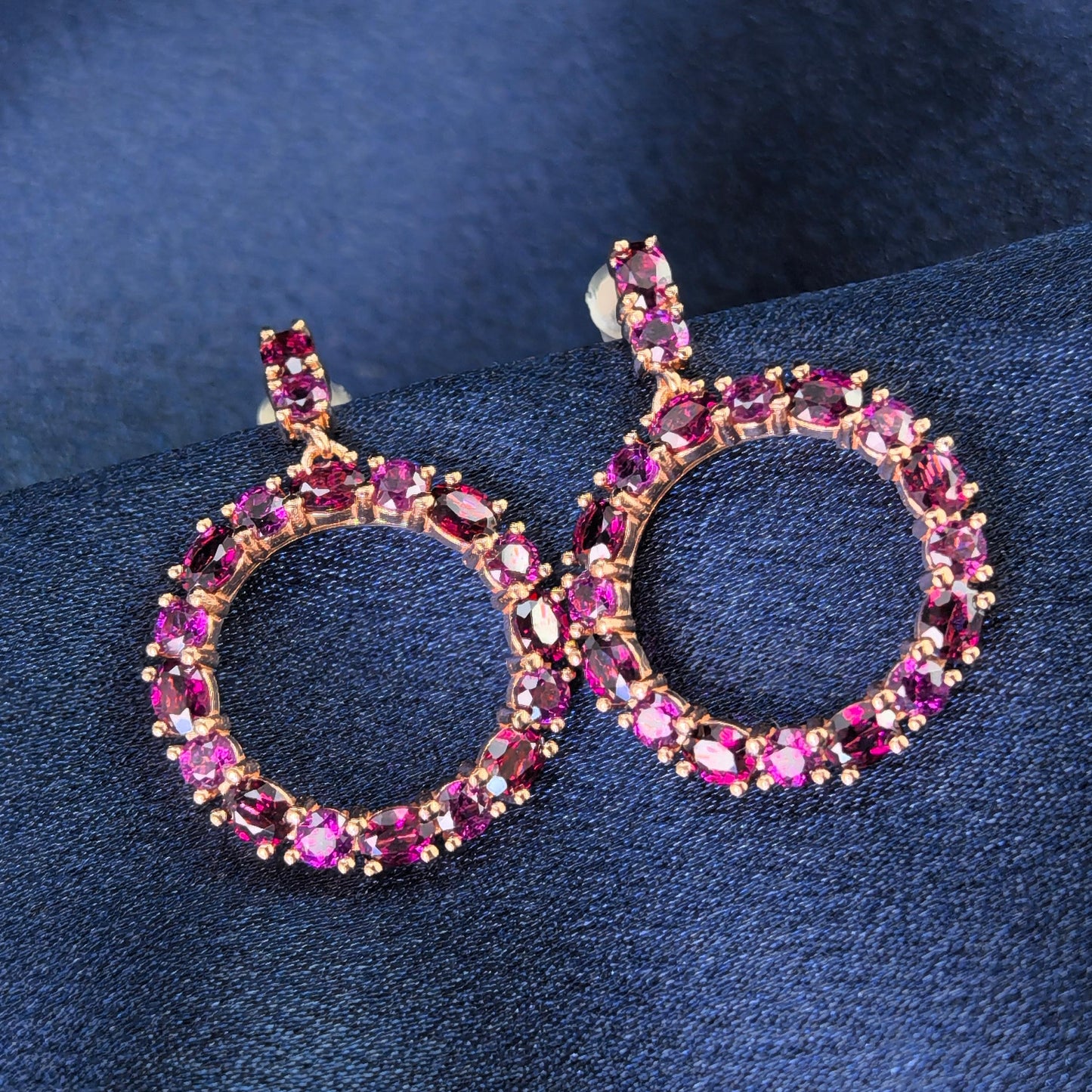 Gorgeous Rose Gold Plated 925 Silver Jewelry Natural Pyrope Drop Earrings