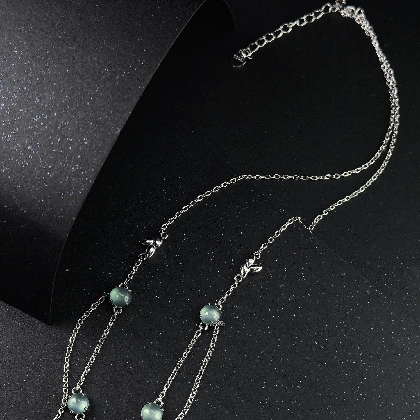 Gorgeous Rhodium Plated Silver 925 Jewelry Natural Jadeite Necklace