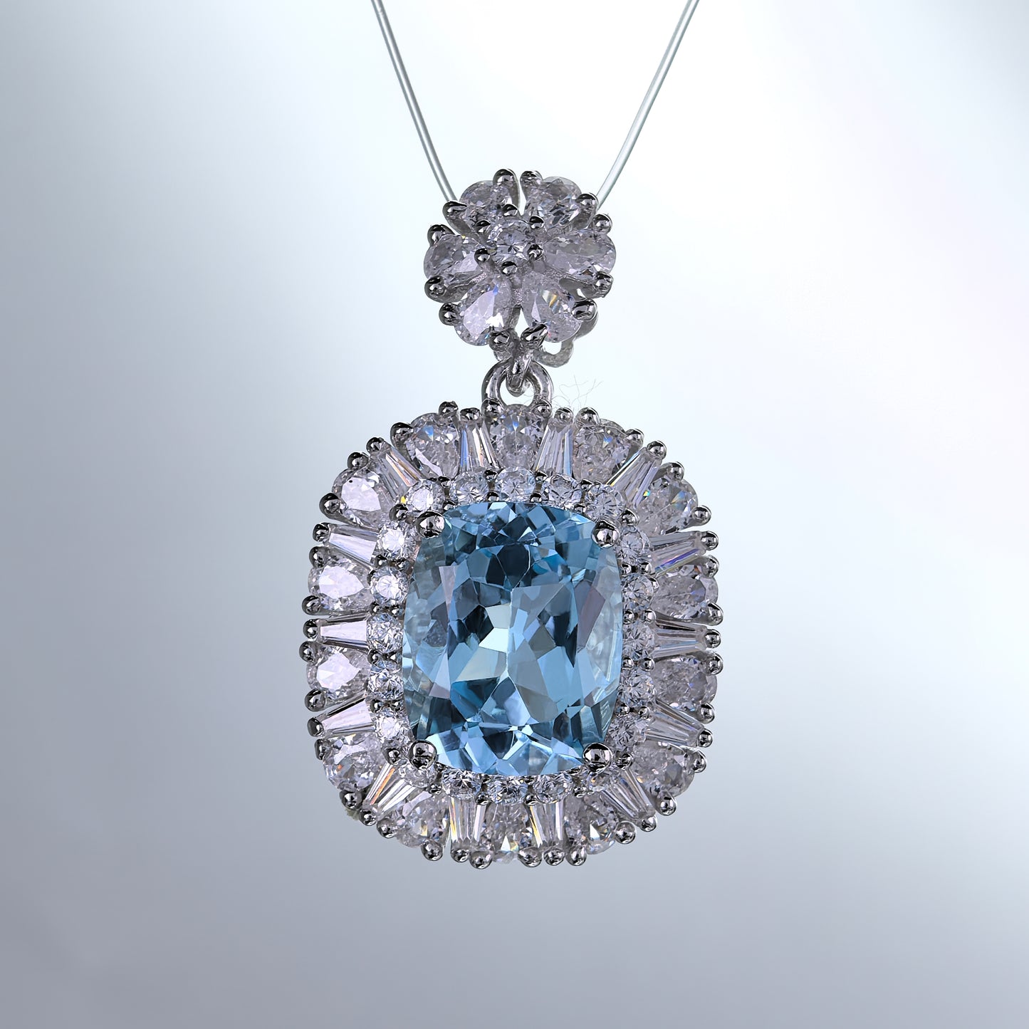 Dazzling Rhodium-Plated 925 Sterling Silver Fine Jewelry Set with Natural Sky Blue Topaz