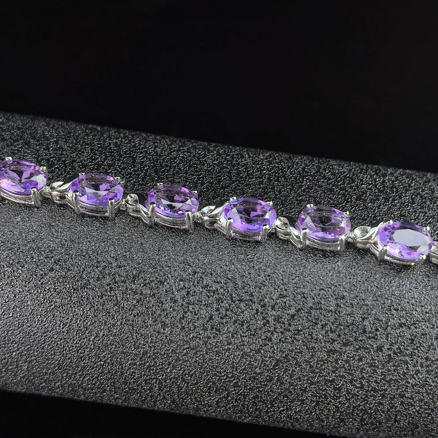 Charming Rhodium Plated Silver 925 Jewelry Natural Amethyst Bracelet