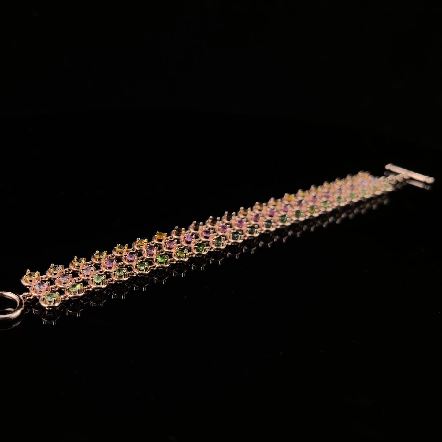 Delicate Rose Gold Plated Silver 925 Jewelry Natural Tourmaline Bracelet