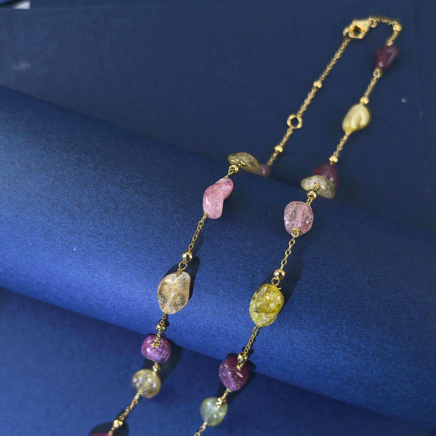 Unique 18K Gold Plated Silver 925 Jewelry Natural Tourmaline Necklace