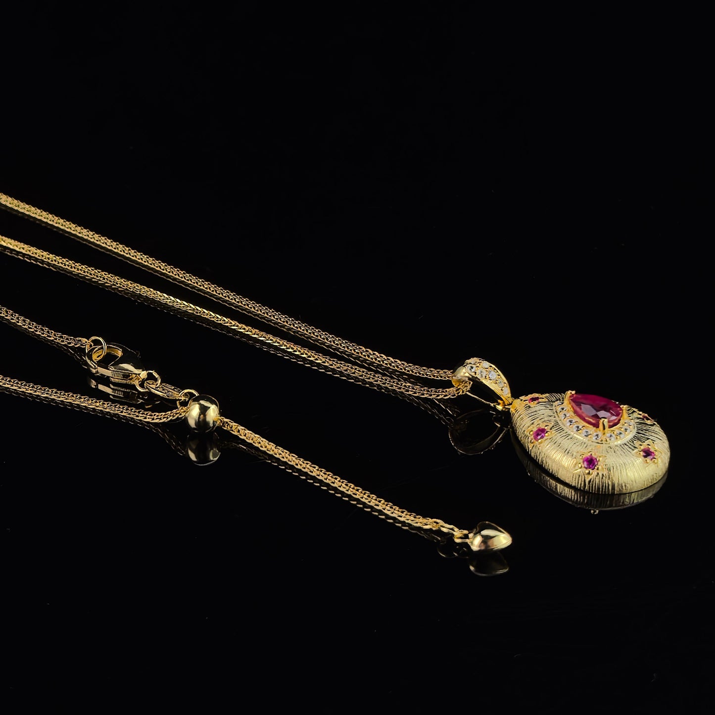 Noble 18K Gold Plated 925 Silver Jewelry Natural Ruby Pendant