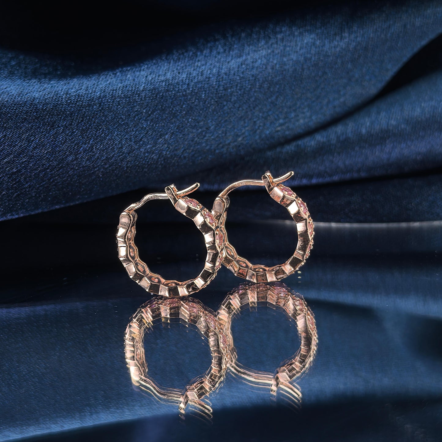 Unique Rose Gold Plated Silver 925 Jewelry Natural Tourmaline Hoop Earrings