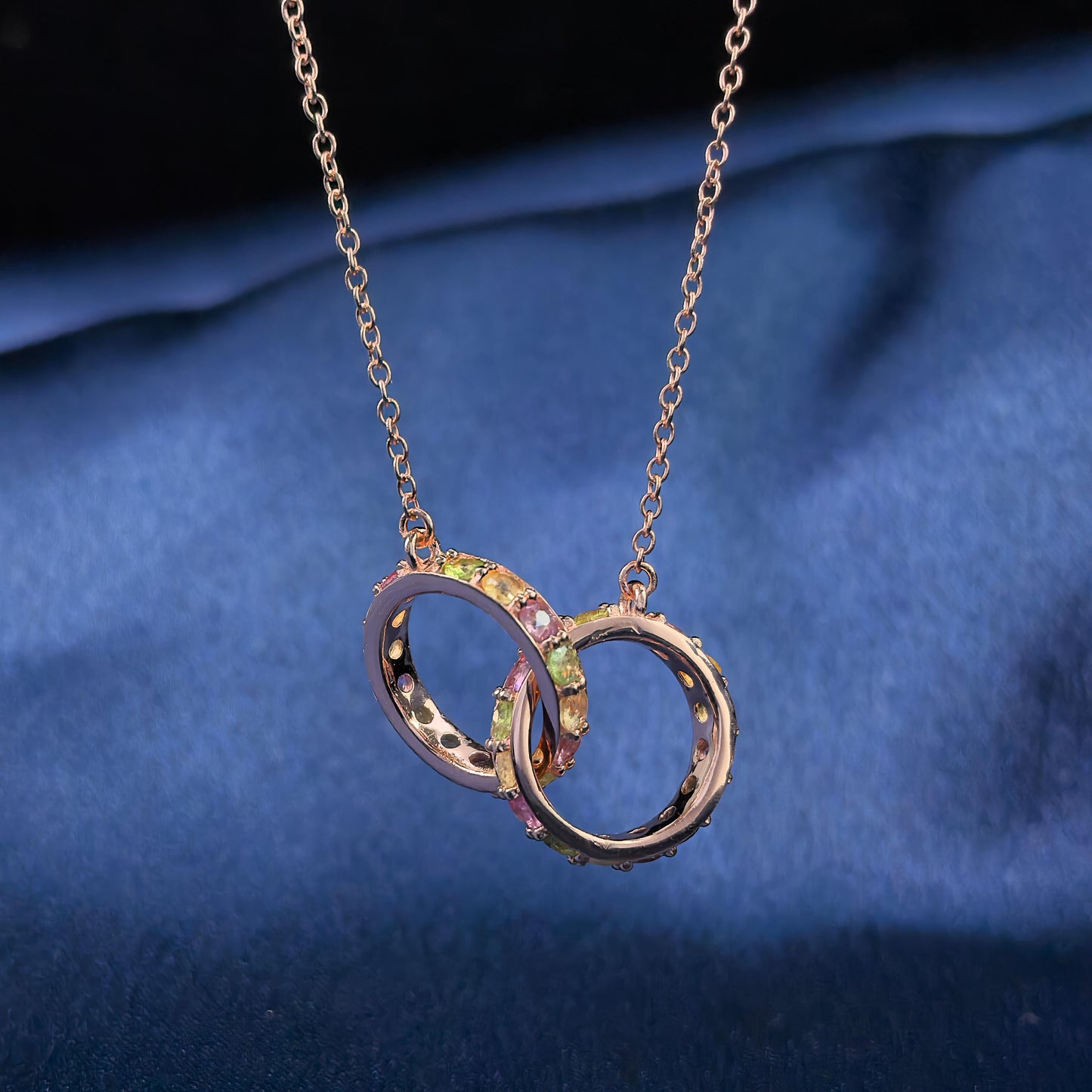 Exquisite Rose Gold Plated Silver 925 Jewelry Natural Tourmaline Necklace