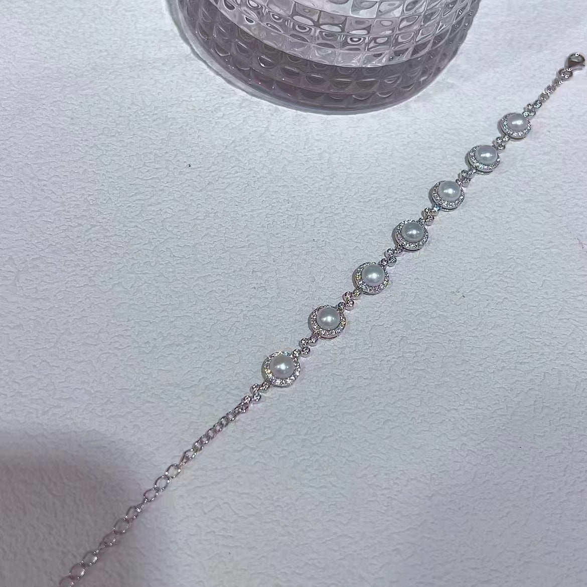 Women's Fashion Rhodium Plated Silver 925 Freshwater Pearl Bracelet