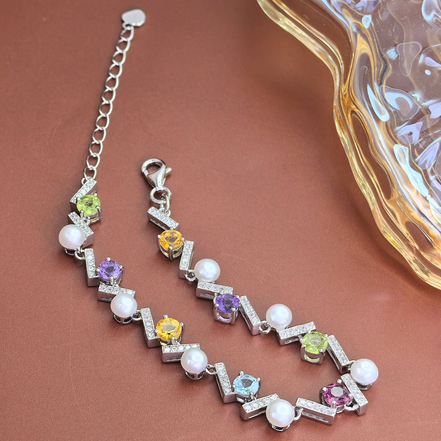 Delicate Rhodium Plated 925 Sterling Silver Freshwater Pearl Bracelet