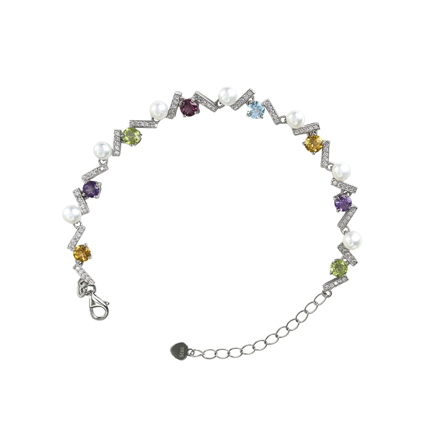 Delicate Rhodium Plated 925 Sterling Silver Freshwater Pearl Bracelet