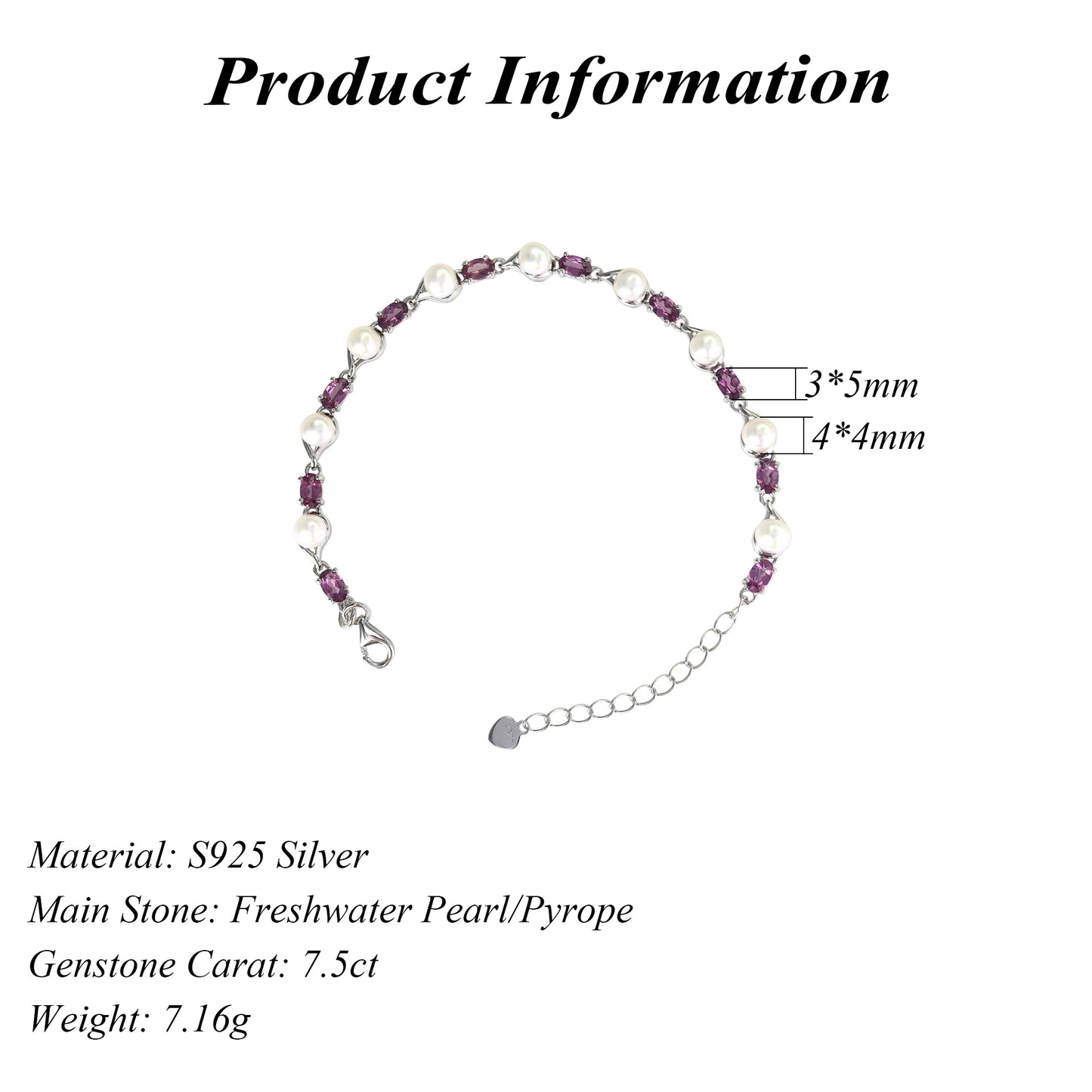 Elegant Rhodium Plated 925 Sterling Silver Freshwater Pearl Bracelet