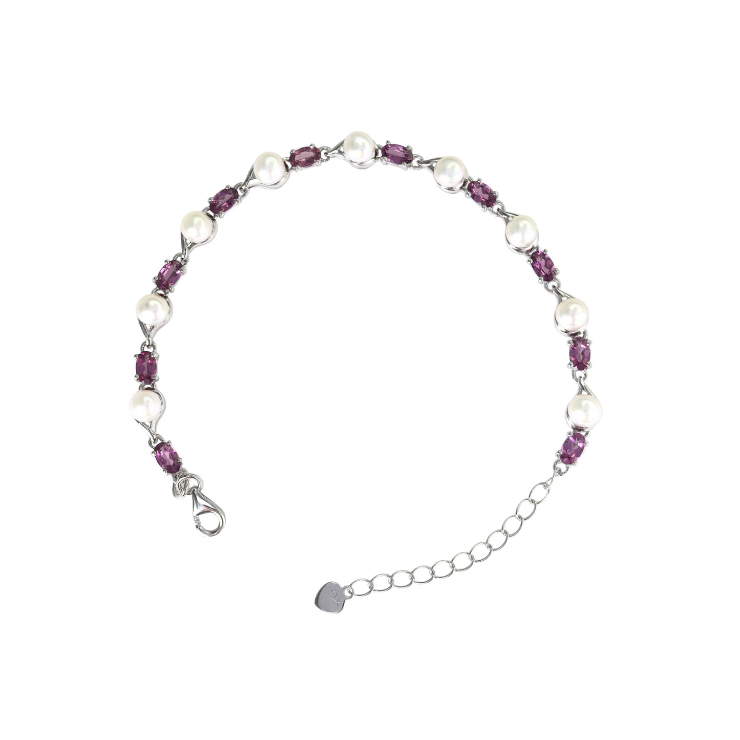 Elegant Rhodium Plated 925 Sterling Silver Freshwater Pearl Bracelet