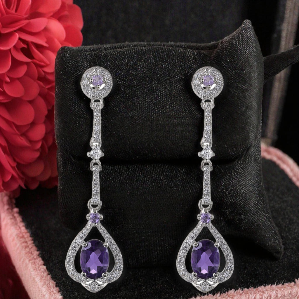 Exquisite Rose Gold Plated 925 Sterling Silver Natural Tourmaline Earrings