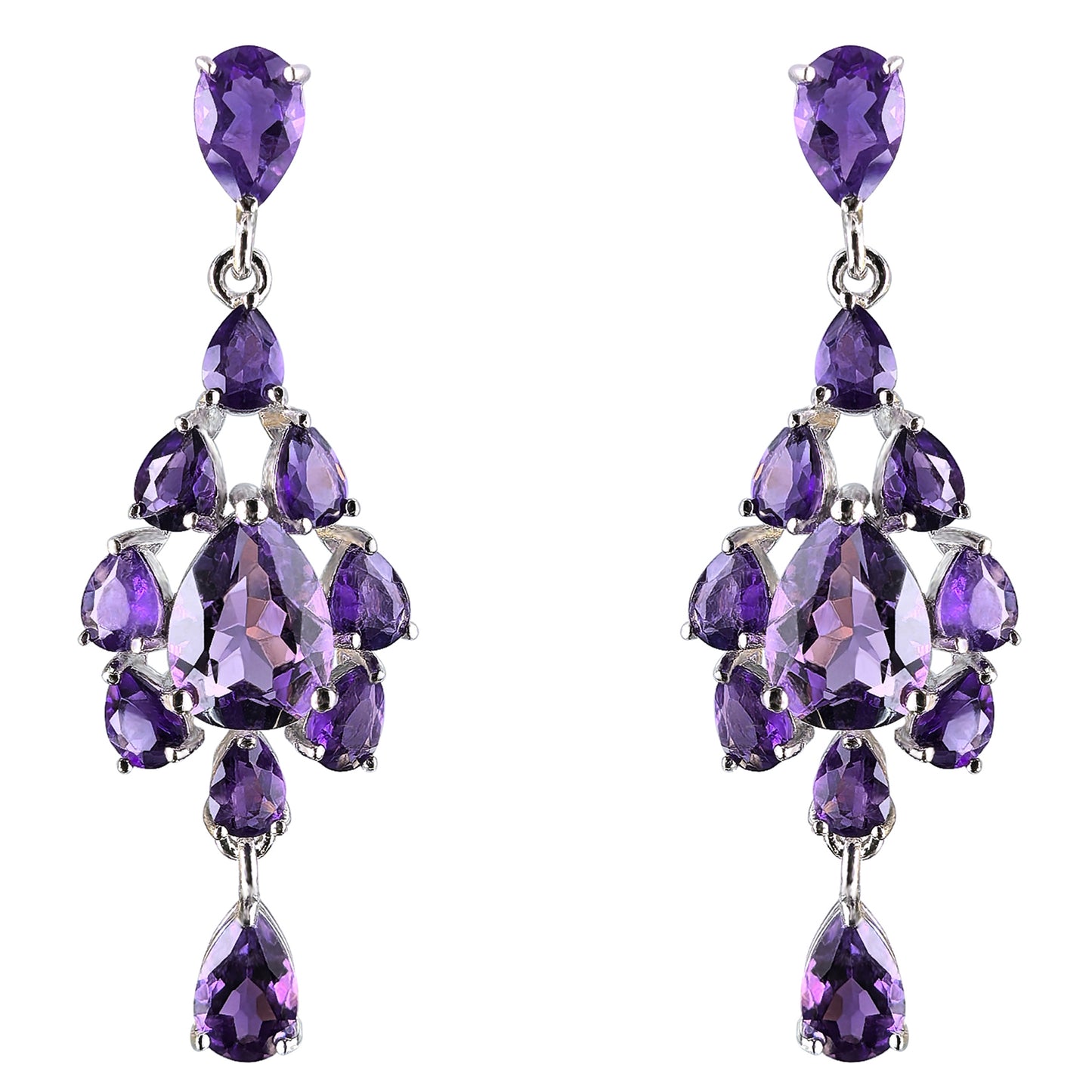 Trendy 925 Silver Natural Amethyst/Citrine/Sky Blue Topaz Drop Earrings