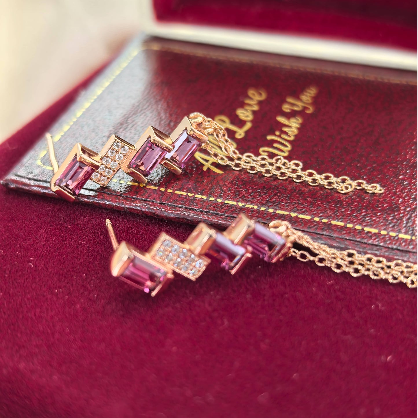 Elegant Rose Gold Plated Silver 925 Jewelry Natural Pyrope Drop Earrings