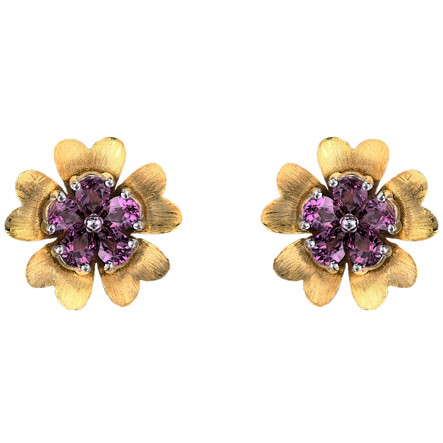 Elegant Dual Color Plated Silver 925 Jewelry Natural Pyrope Flower Jewelry Set