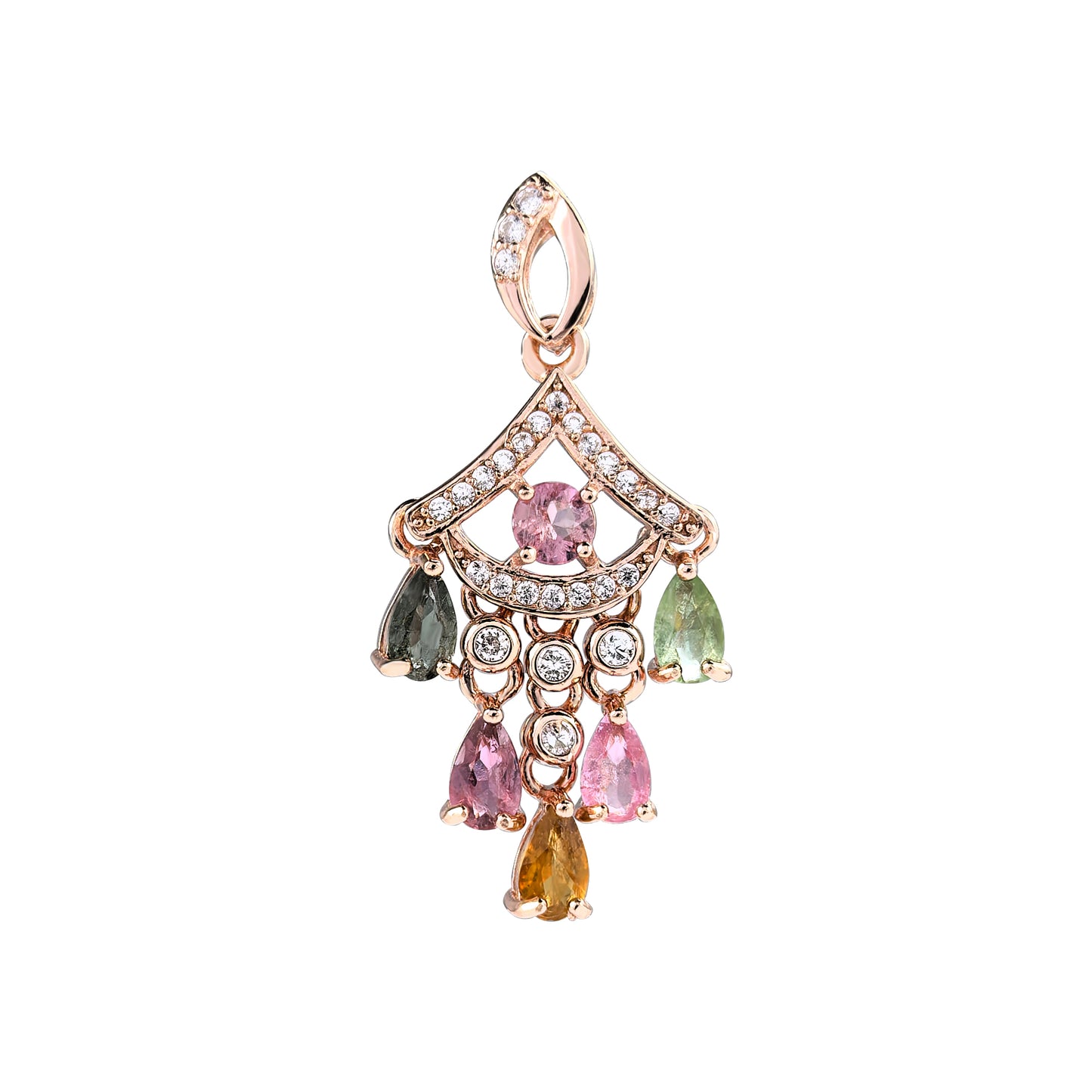 Delicate Rose Gold Plated 925 Sterling Silver Natural Tourmaline Pendant