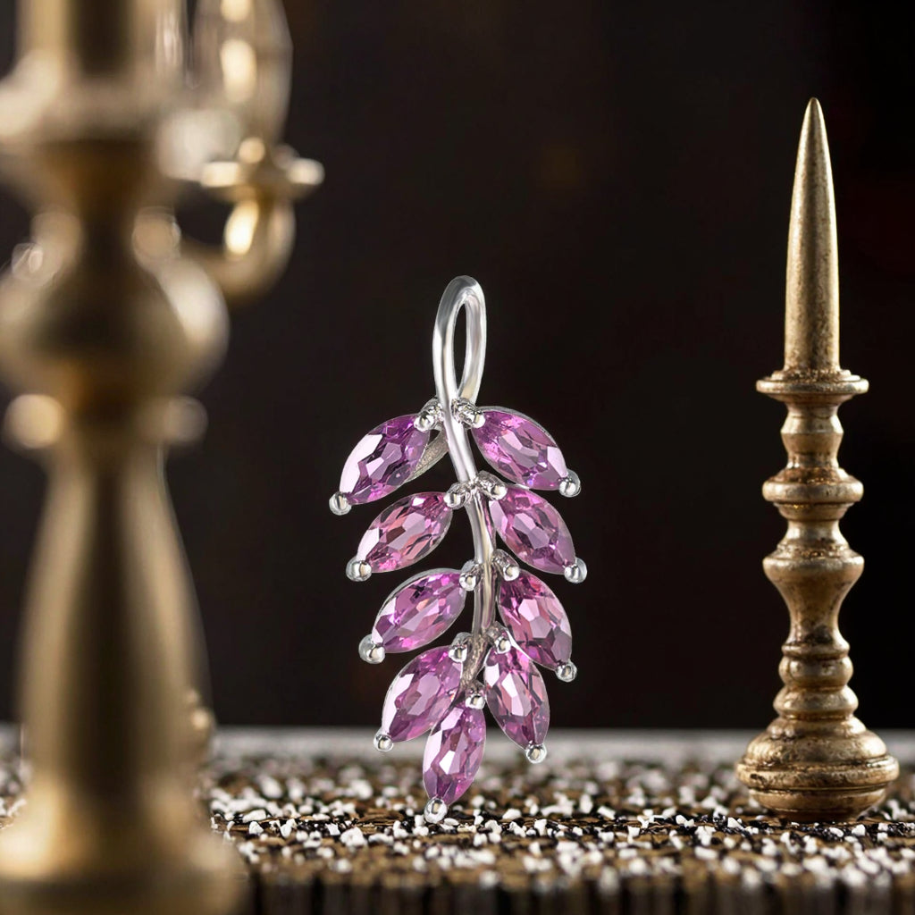 Delicate Rhodium Plated 925 Silver Natural Pyrope Grape Pendant