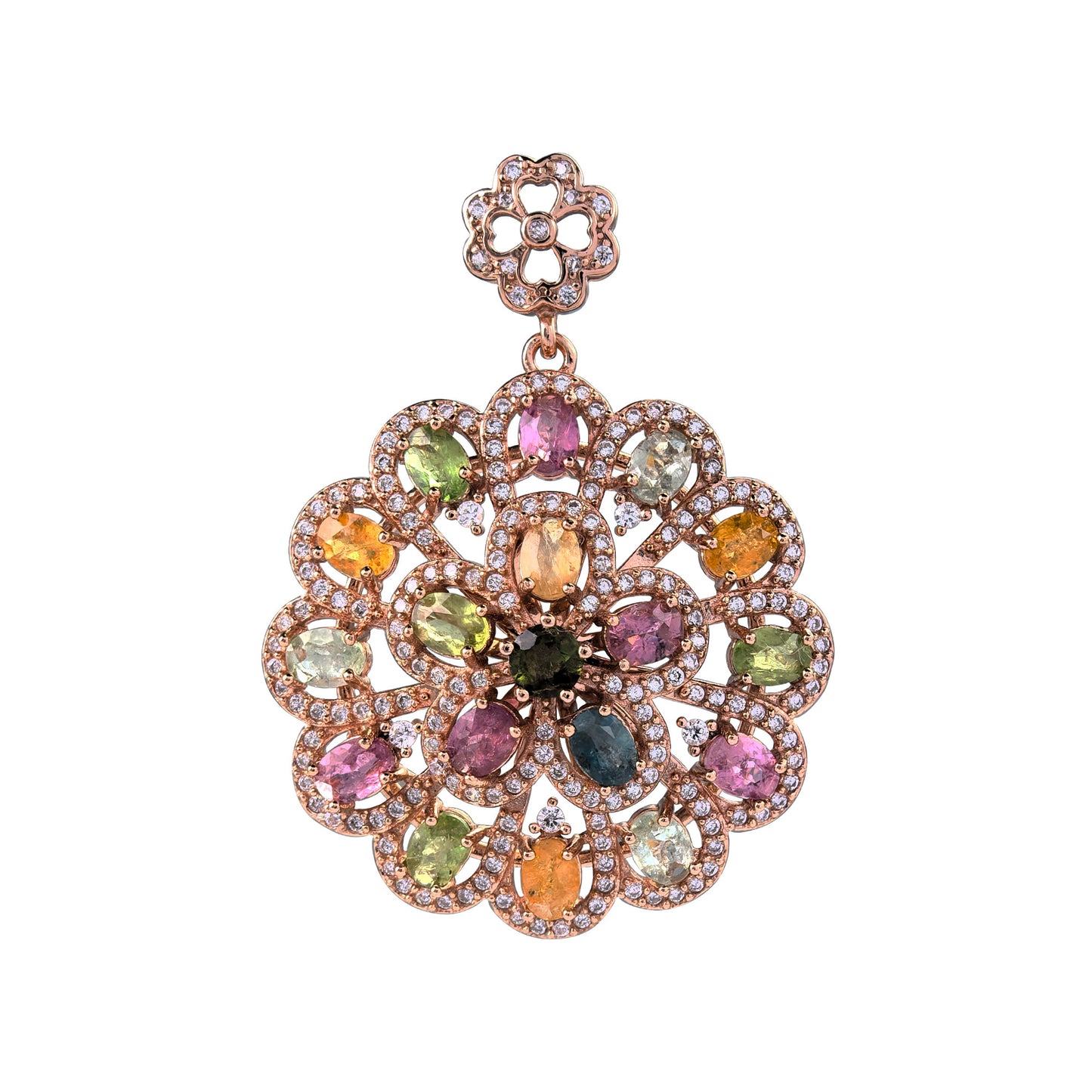 Delicate Rose Gold Plated 925 Sterling Silver Natural Tourmaline Pendant