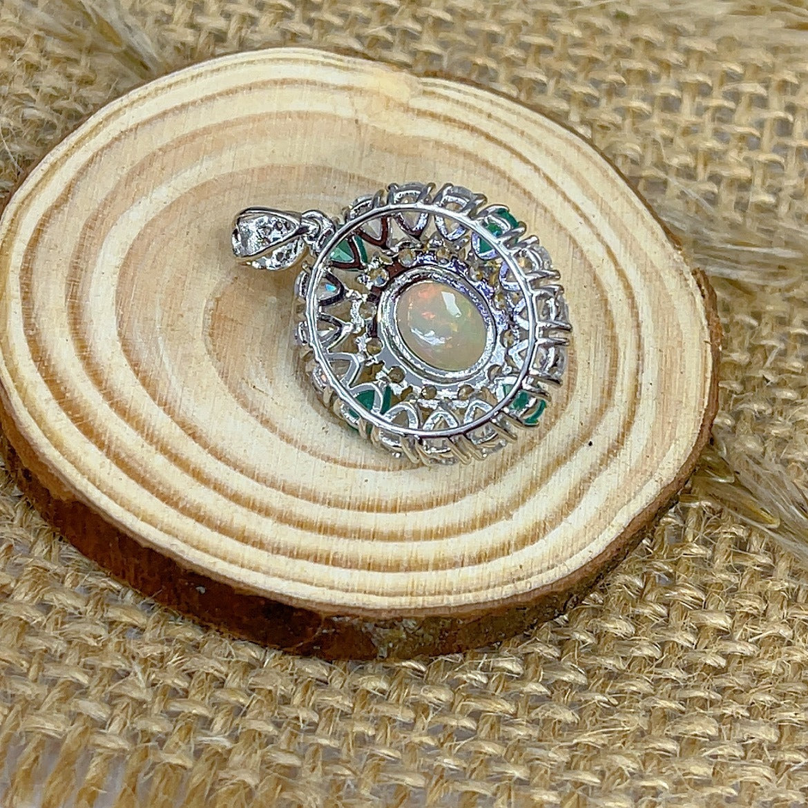 Noble Dual Color Plated Silver 925 Jewelry Natural Opal Pendant