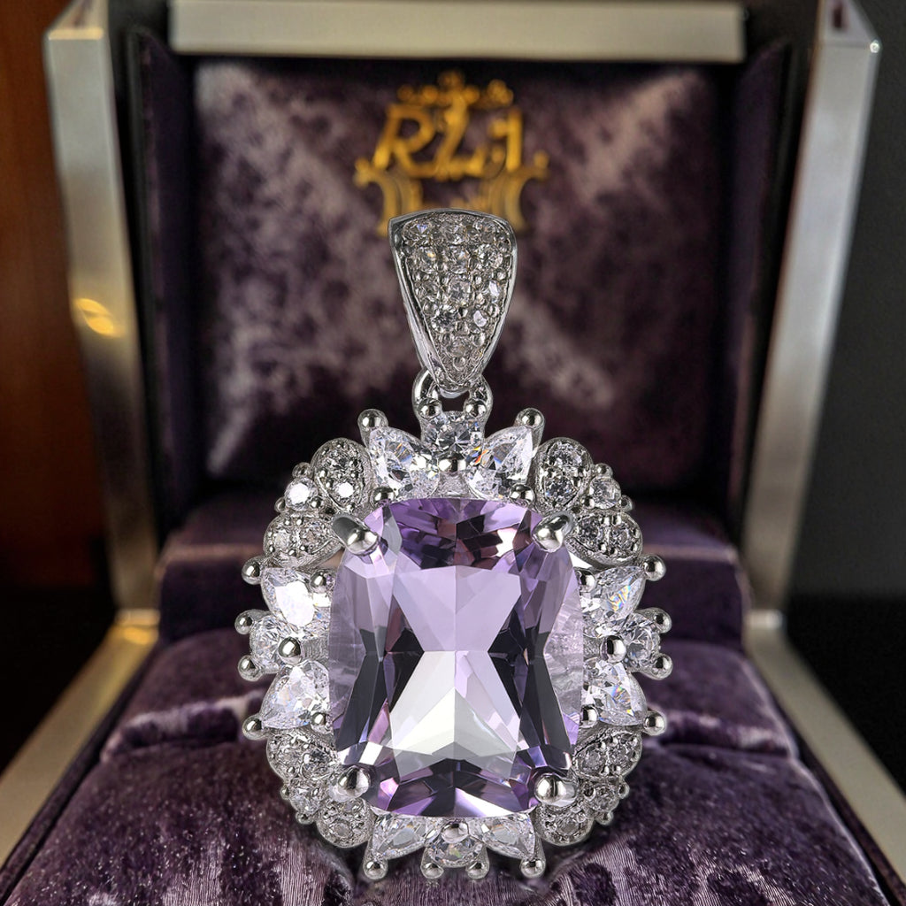 Graceful Rhodium Plated 925 Silber Schmuck Natural Amethyst Gemstone