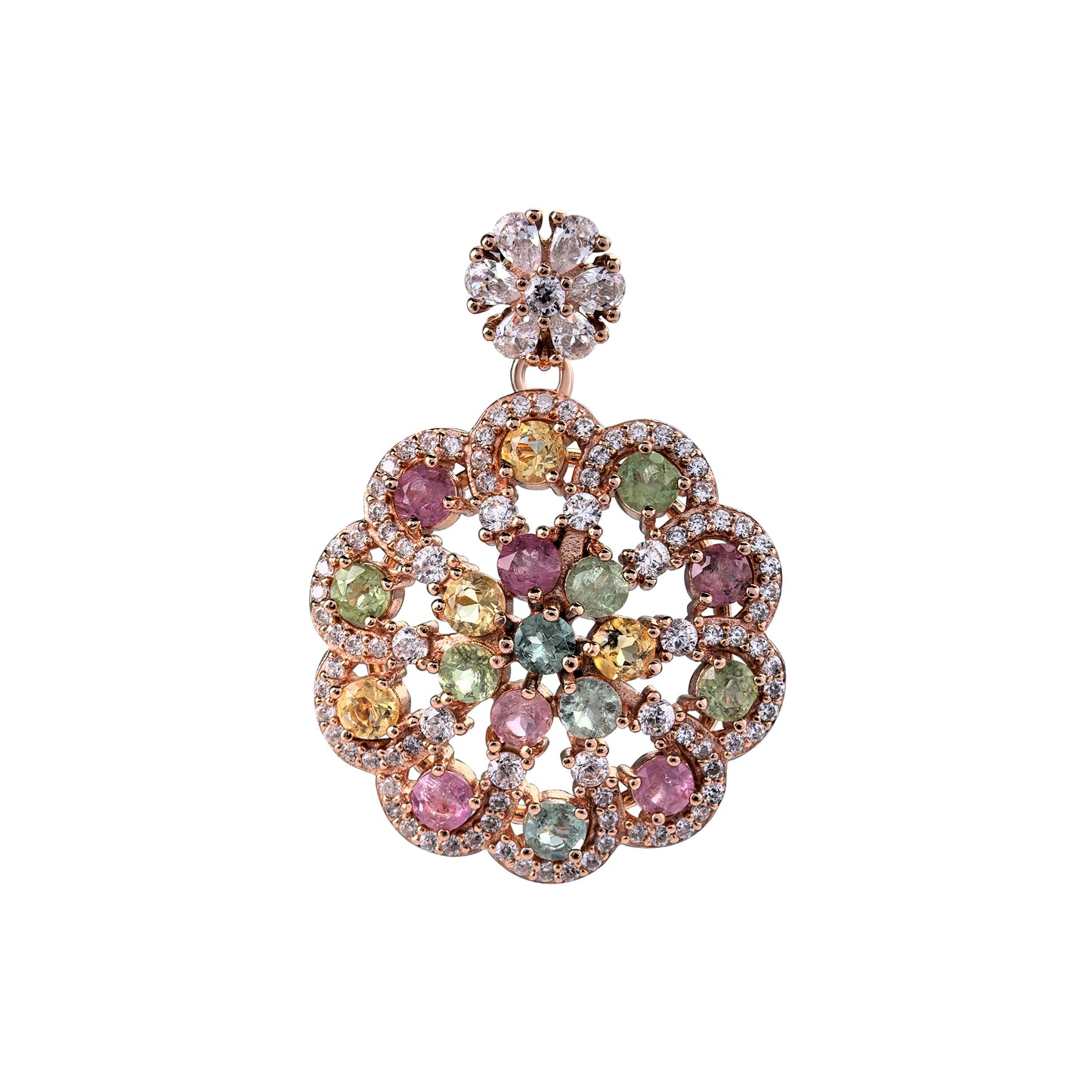 Delicate Rose Gold Plated 925 Sterling Silver Natural Tourmaline Pendant