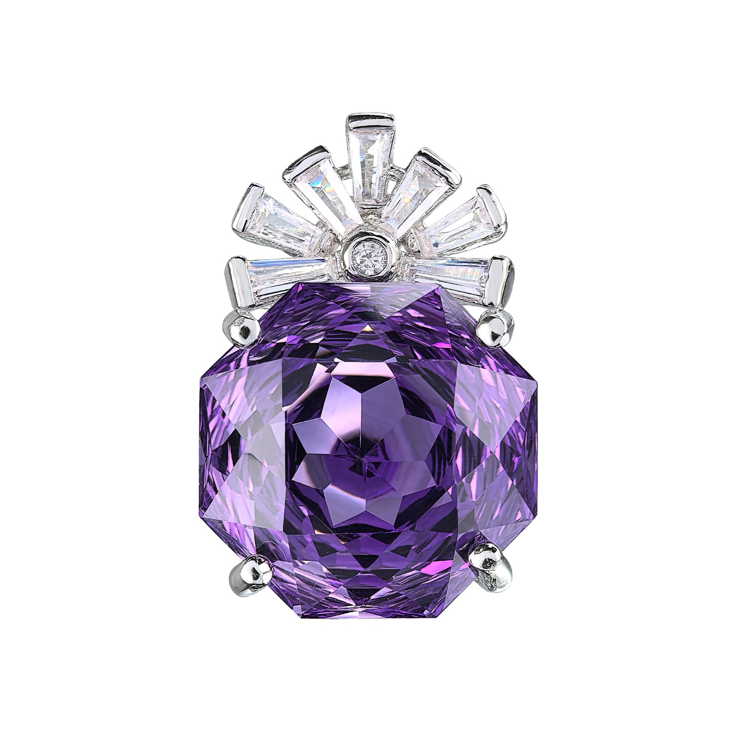 Elegant 925 Sterling Silver Pendant Rhodium Plated with Natural Amethyst/Citrine Pendants