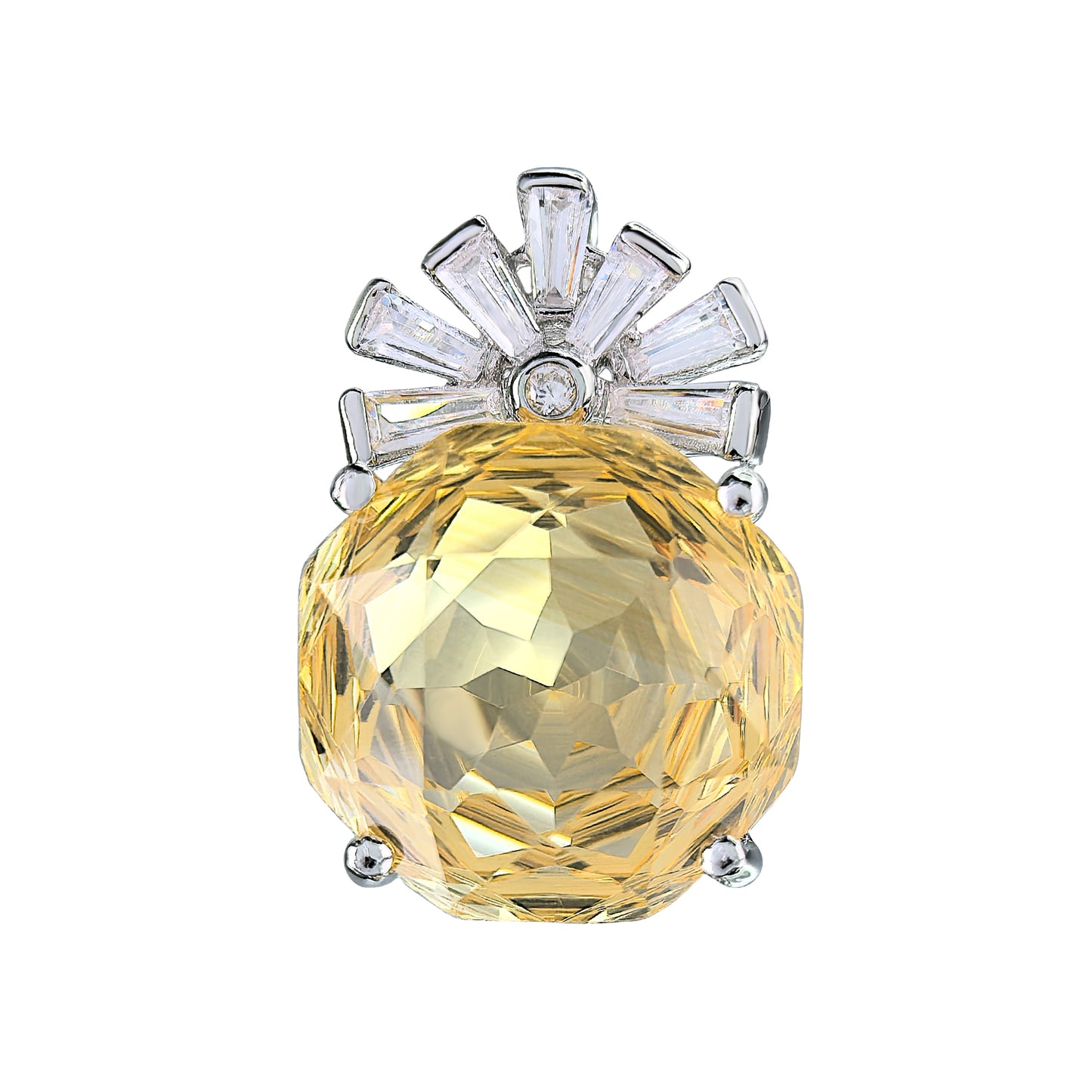 Elegant 925 Sterling Silver Pendant Rhodium Plated with Natural Amethyst/Citrine Pendants