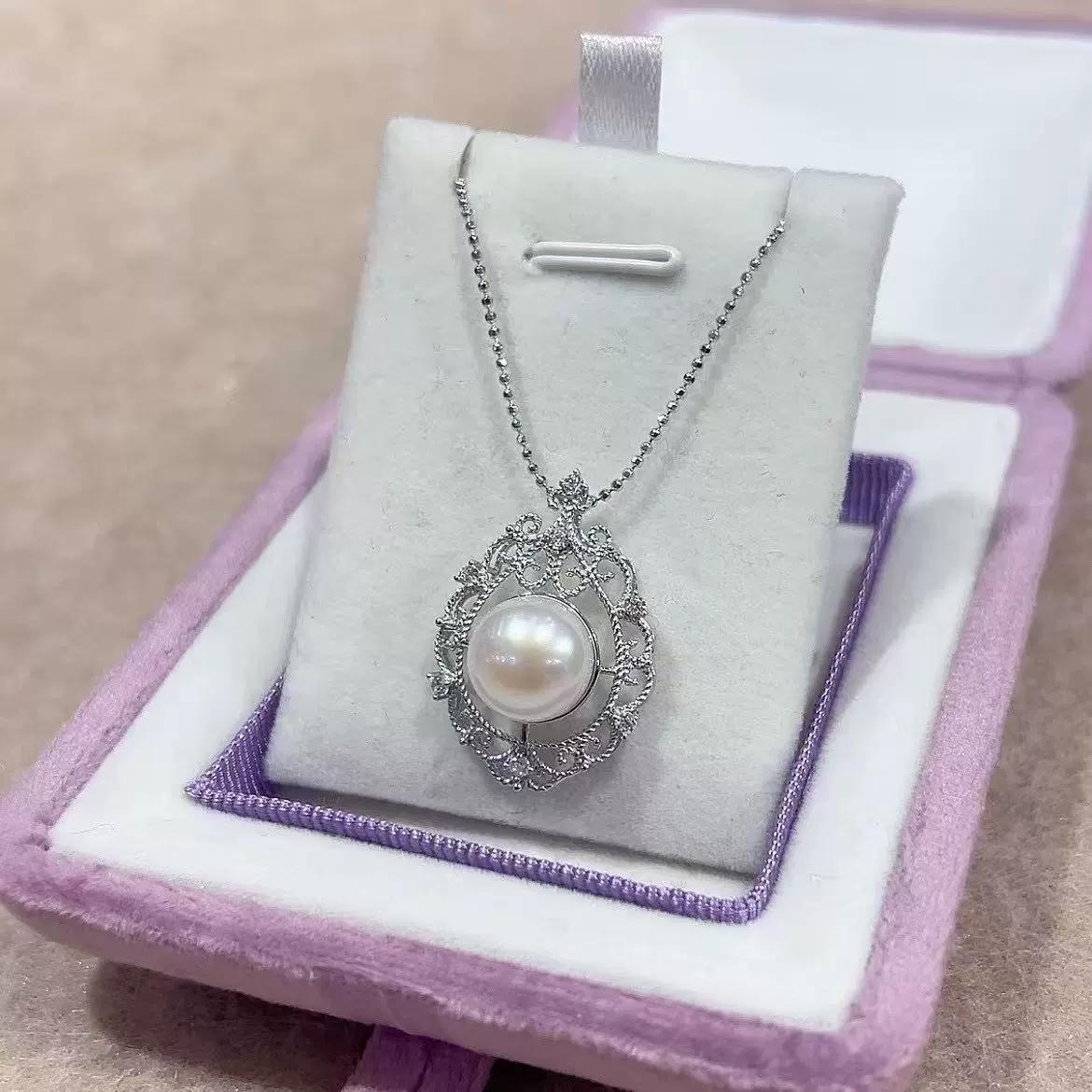 Precious Rhodium Plated 925 Silver Jewelry Freshwater Pearl Pendant