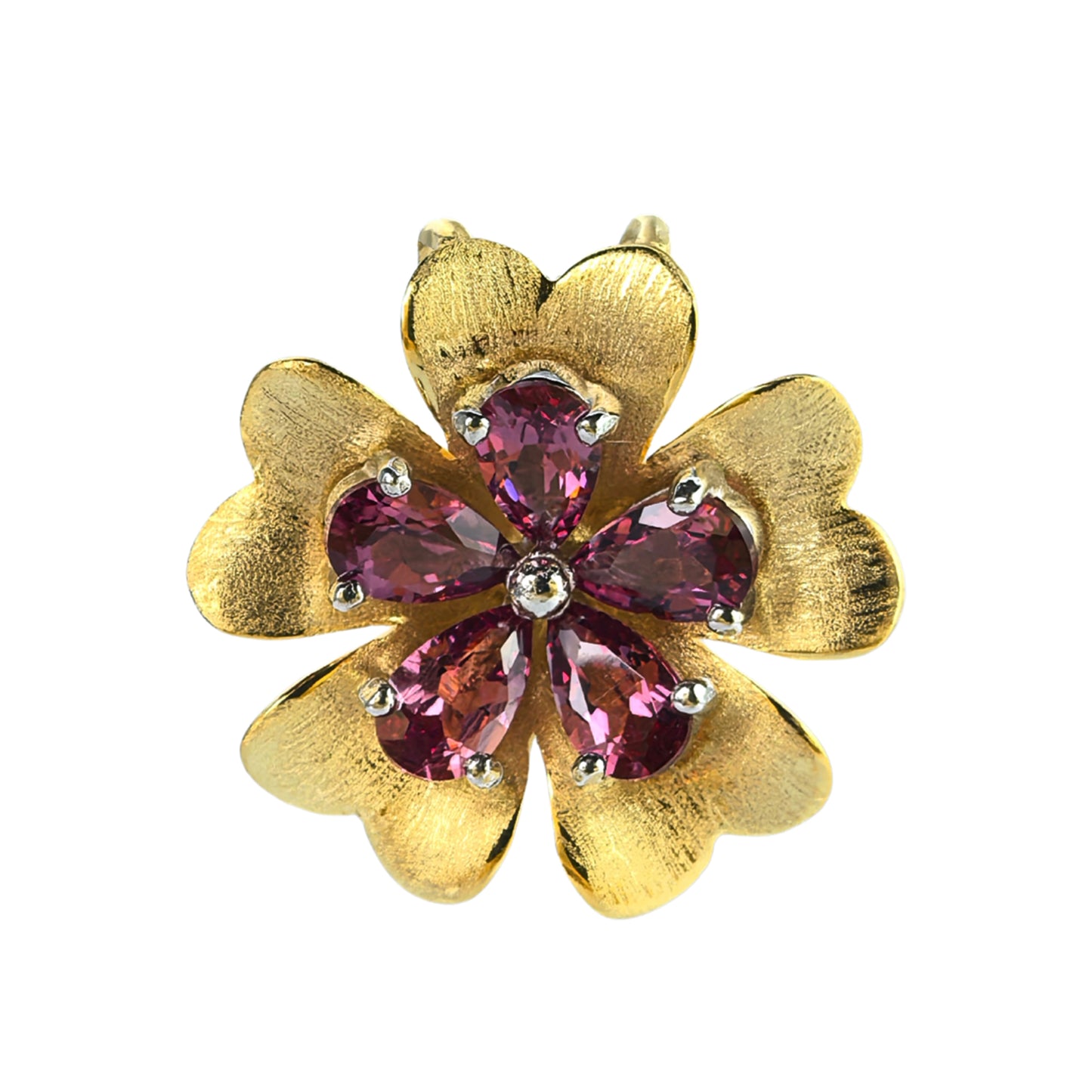 Elegant Dual Color Plated Silver 925 Jewelry Natural Pyrope Flower Jewelry Set