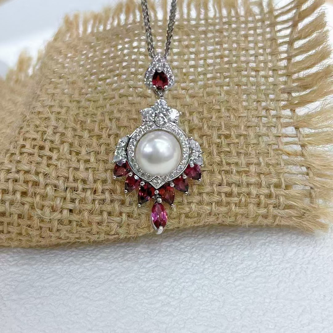 Unique Rhodium Plated 925 Silver Jewelry Freshwater Pearl Pendant