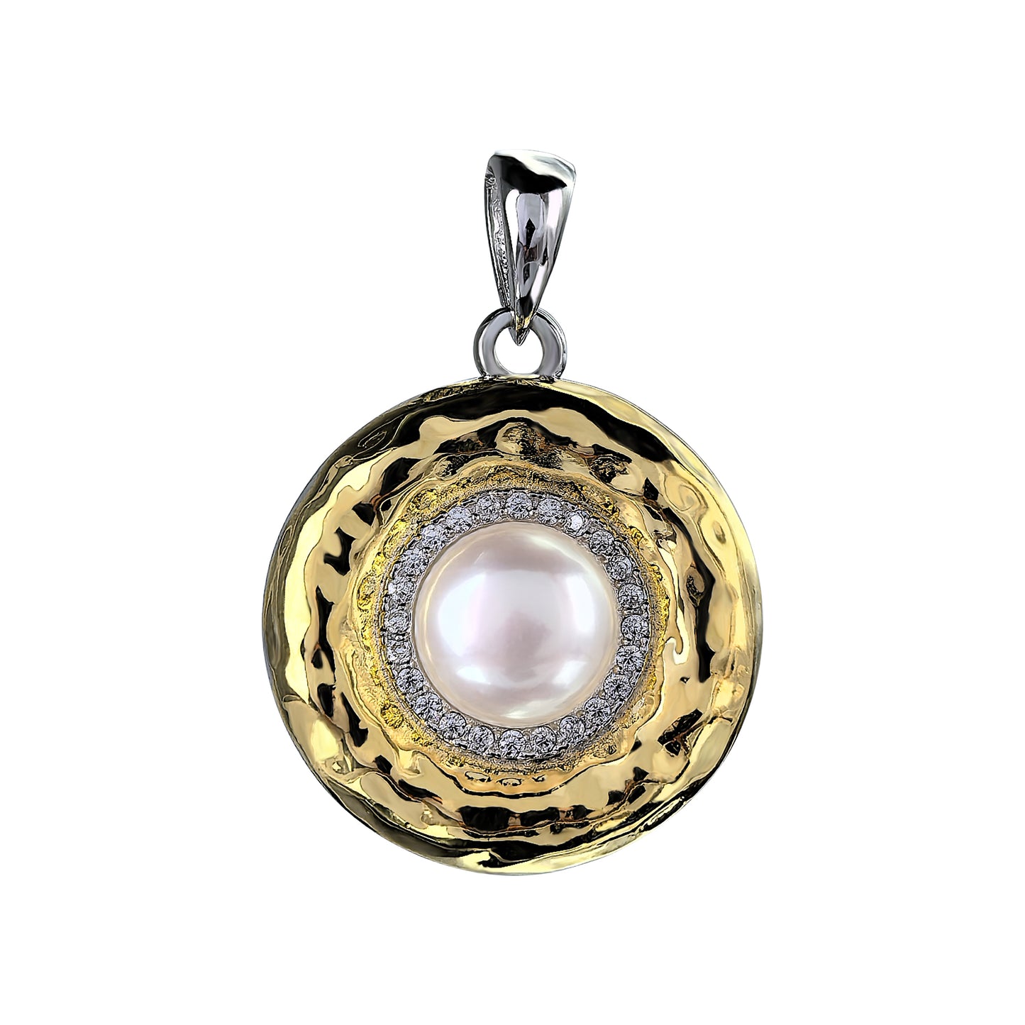 Sparkling Rhodium and Gold Plated 925 Sterling Silver Freshwater Pearl Jewelry Set