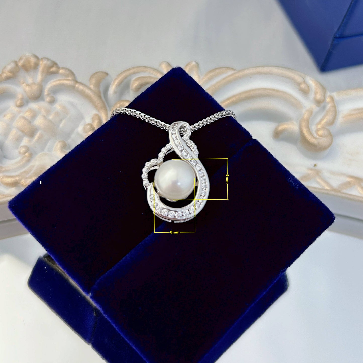 Unique Rhodium Plated 925 Sterling Silver Freshwater Pearl Pendant