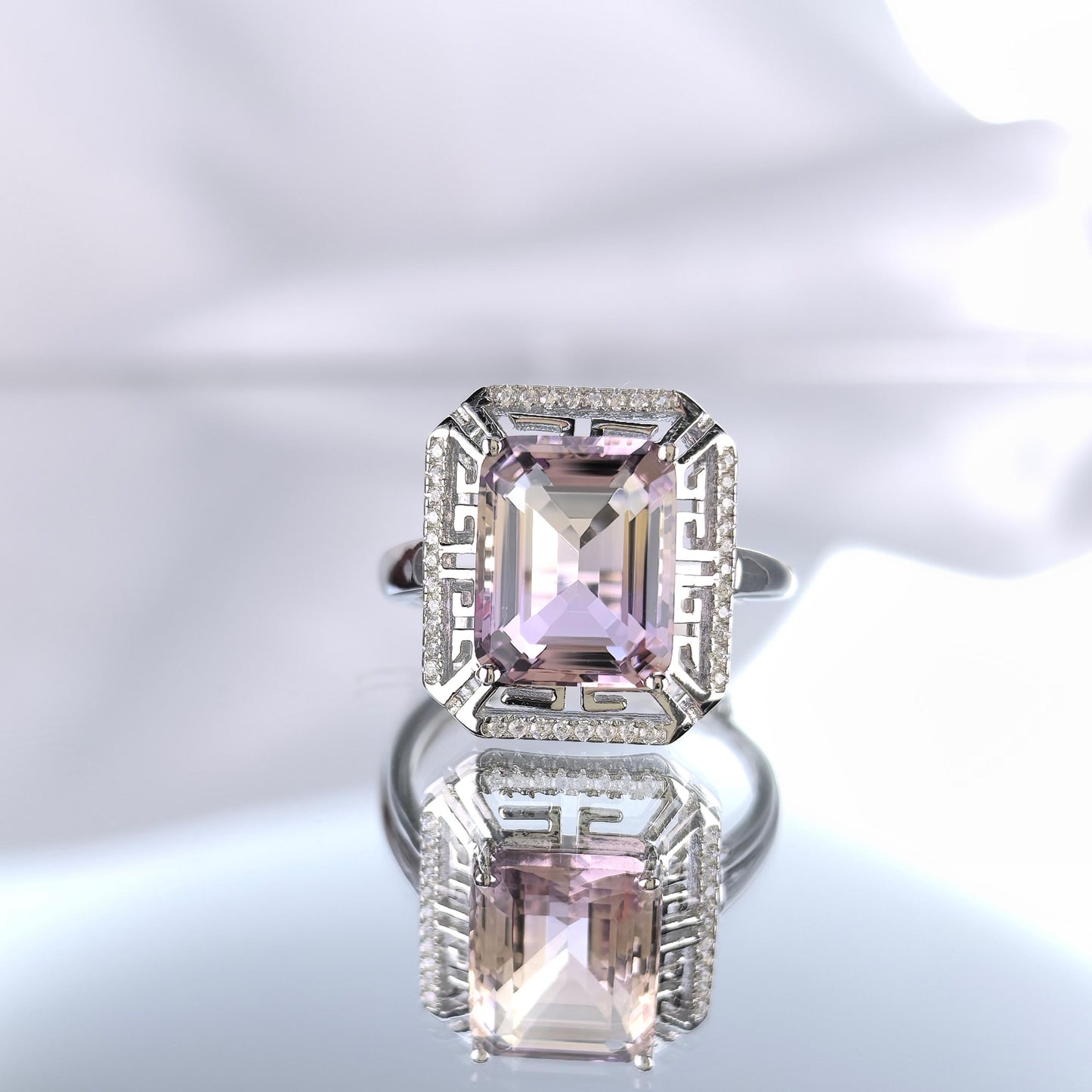 Glamorous Rhodium Plated Joyeria Plata 925 Natural Ametrine Jewelry Set