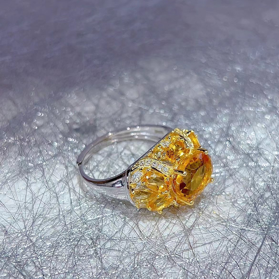 Elegant Personalized Design 925 Sterling Silver Natural Citrine Ring