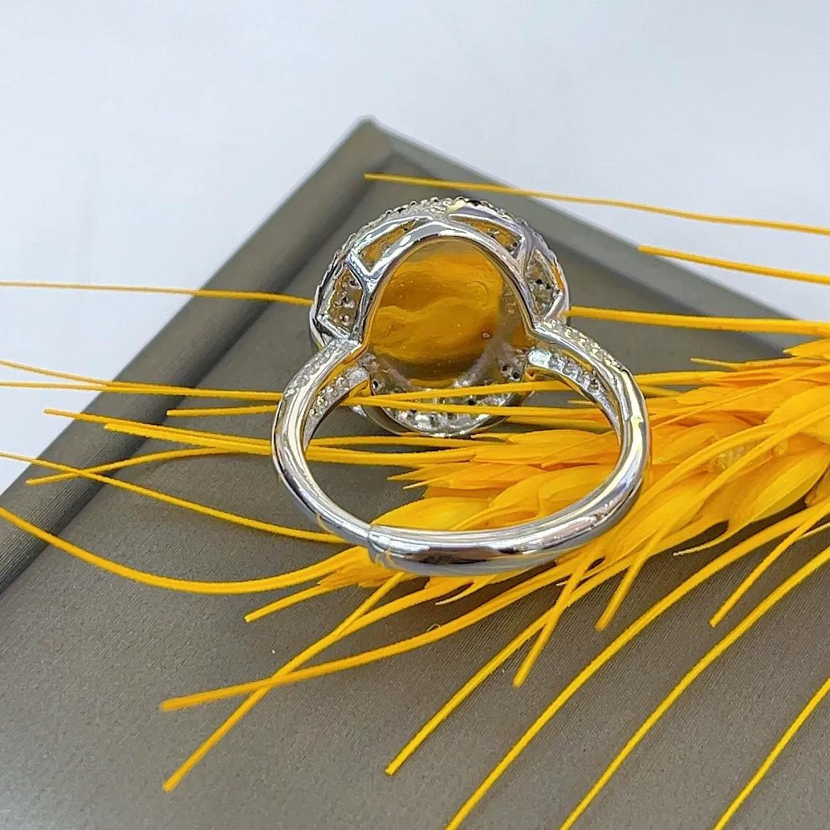 Noble Vintage Rhodium & Silver 925 Jewelry Natural Opal Ring