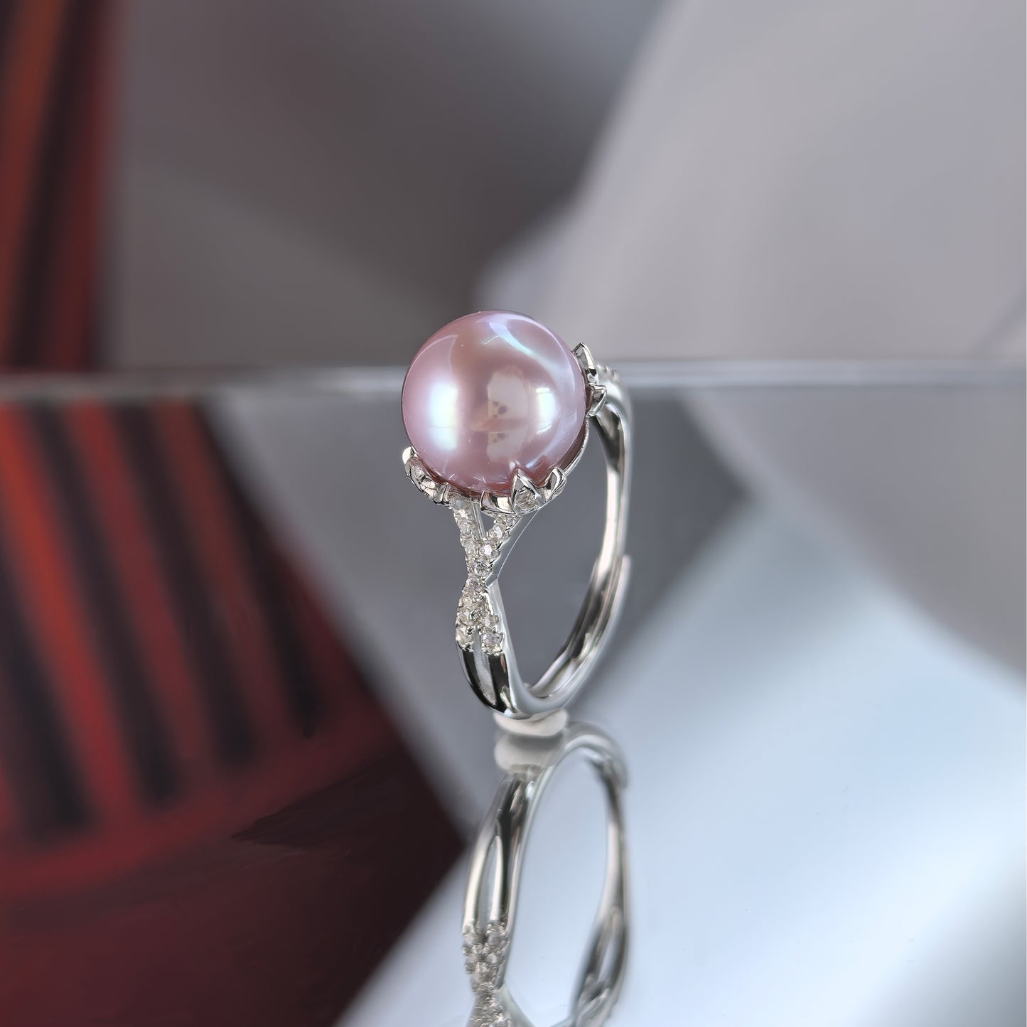 Exquisite Rhodium Plated 925 Sterling Silver Natural Edison Pearl Ring