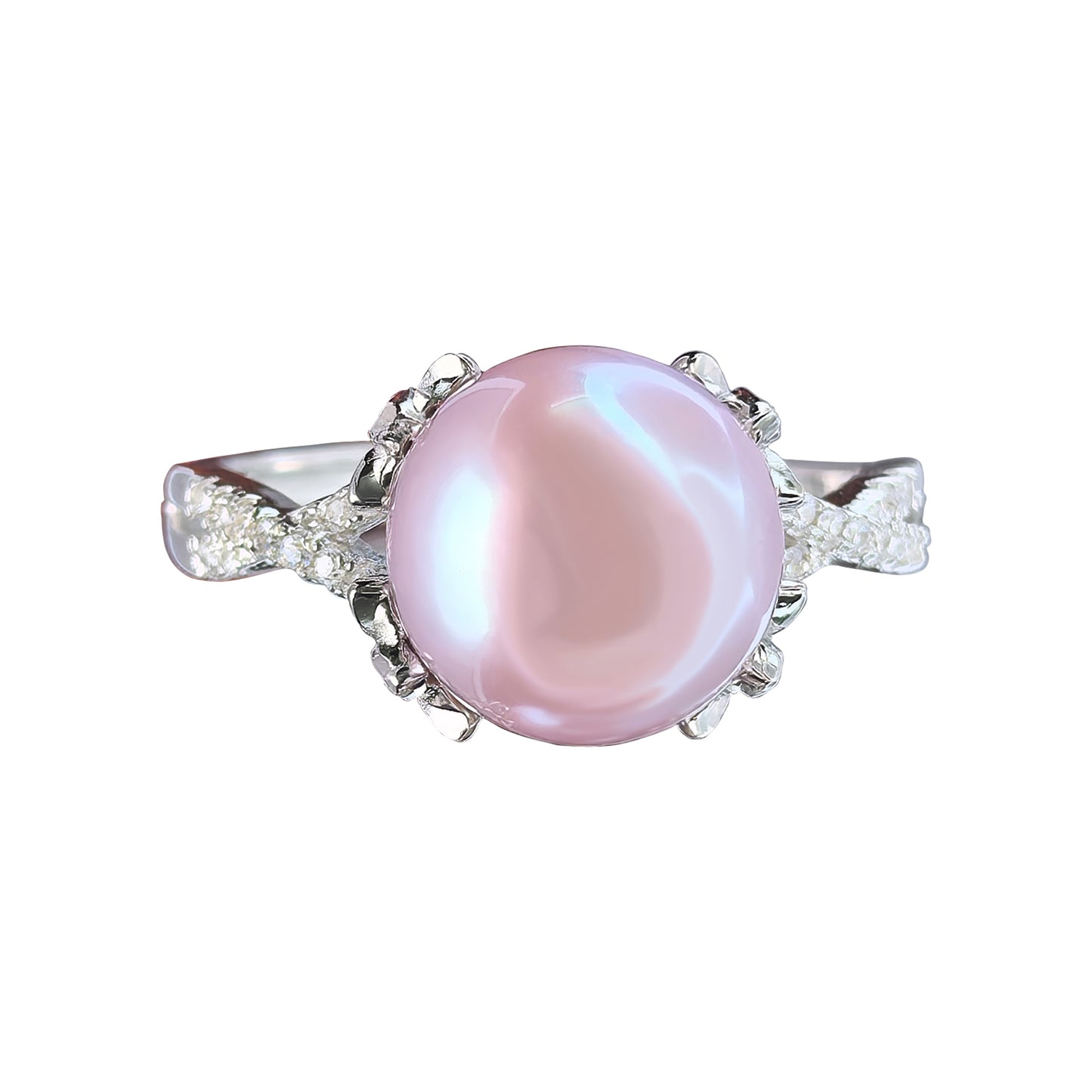 Exquisite Rhodium Plated 925 Sterling Silver Natural Edison Pearl Ring