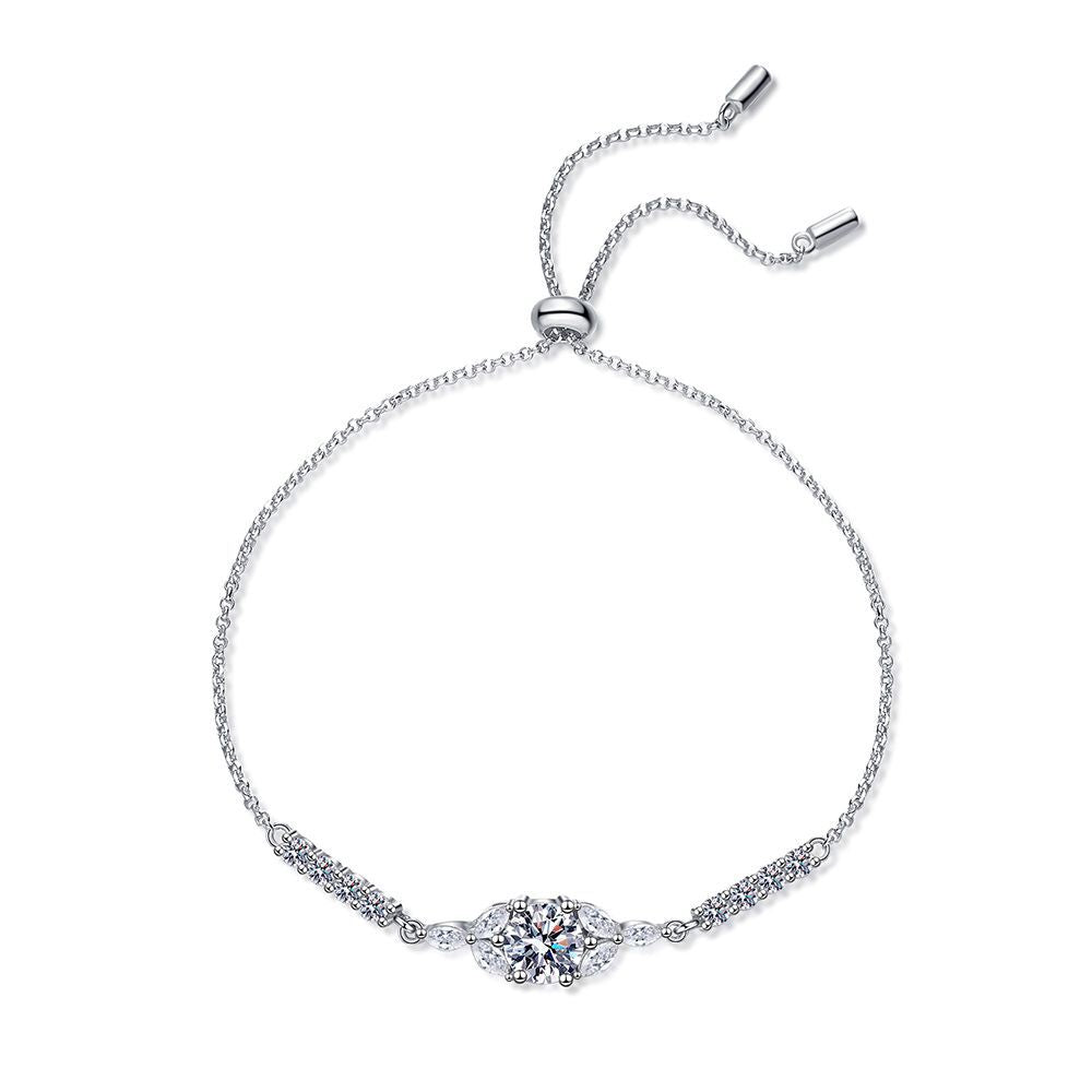 Round Cut Moissanite Bracelet Adjustable D Color 1 Carat