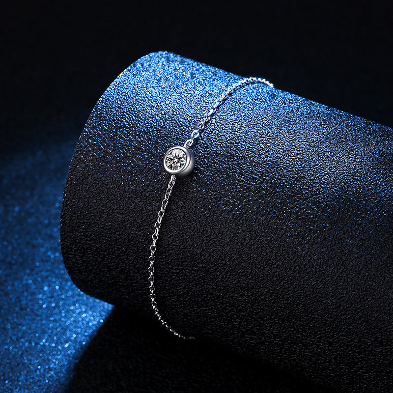 S925 Sterling Silver 30 Cent Round Cut Moissanite Bracelet Rhodium Plated