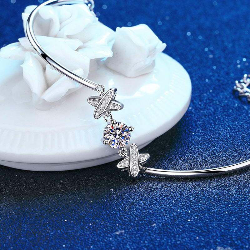 1 Carat Round Cut Moissanite Bracelet Light Luxury S925 Sterling Silver