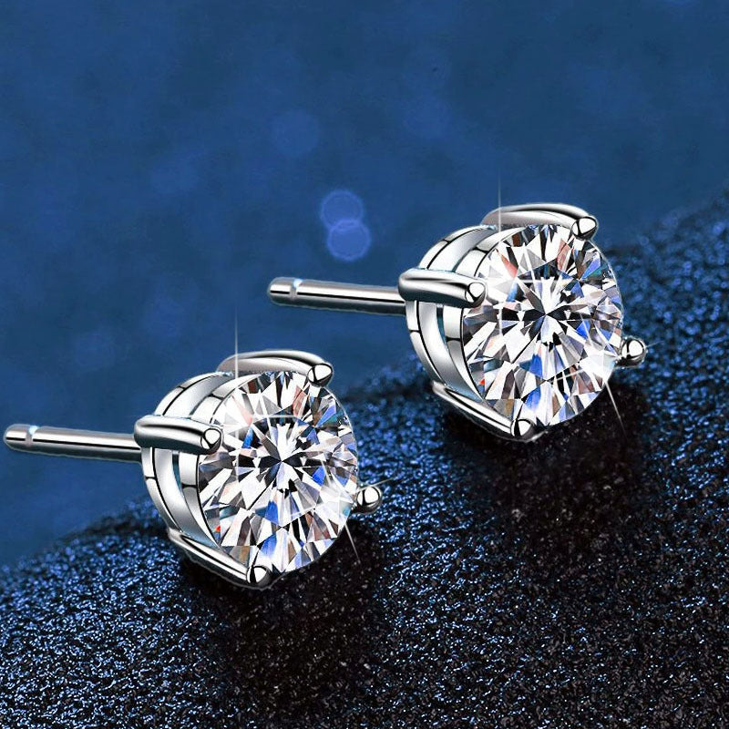 Classic D Color Moissanite Earrings Solid 925 Sterling Silver with GRA Certificate