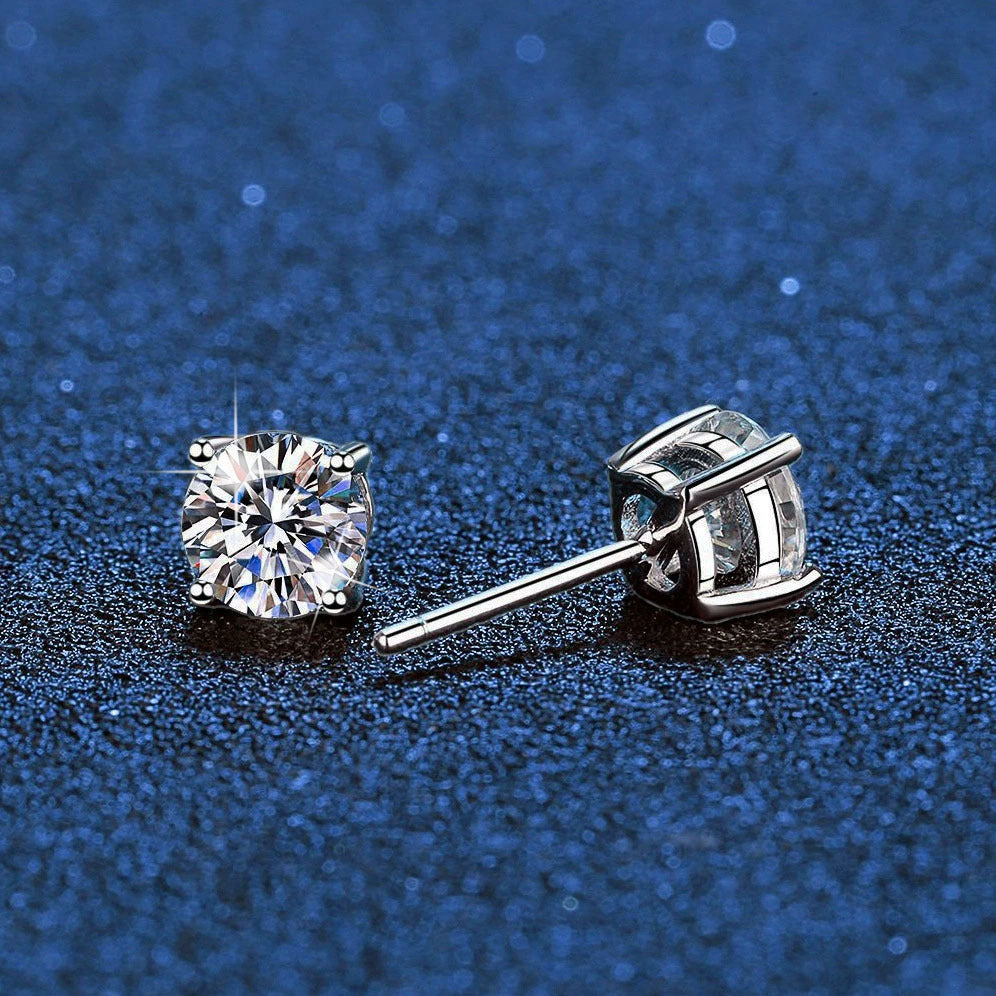 Classic D Color Moissanite Earrings Solid 925 Sterling Silver with GRA Certificate