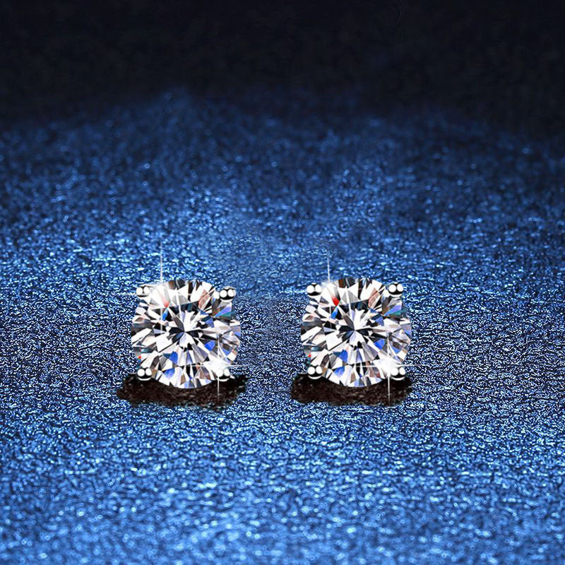 Classic D Color Moissanite Earrings Solid 925 Sterling Silver with GRA Certificate
