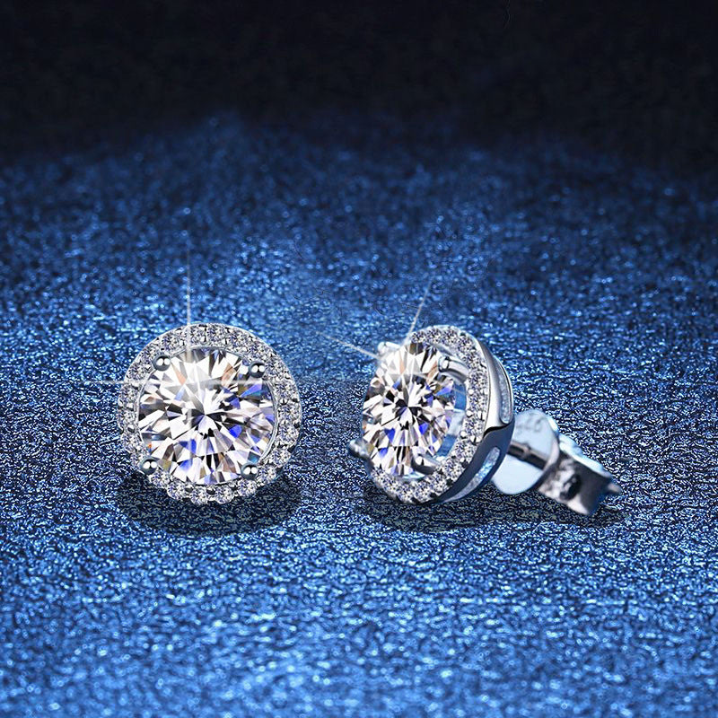 D Color VVS1 Moissanite Earrings Solid 925 Sterling Silver with GRA Certificate