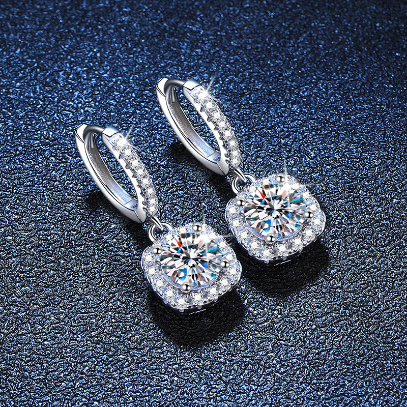D Color VVS1 Moissanite Hoop Earrings S925 Sterling Silver with GRA Certificate